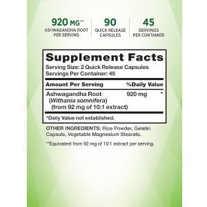 عصاره ریشه آشواگاندا نیچرز تریث 920 میلی گرم 90 عدد