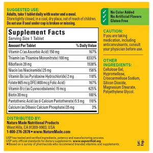 ب کمپلکس نیچرمید Nature Made B Complex حاوی ویتامین C و اسید فولیک
