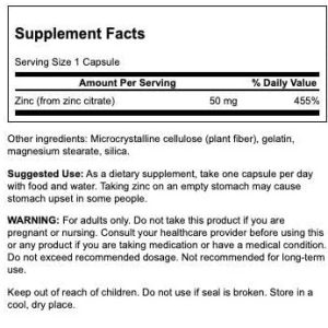 سیترات زینک سوانسون Swanson Zinc Citrate