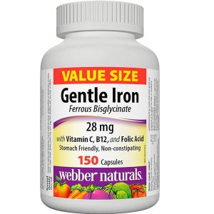 قرص آهن وبر نچرالز حاوی ویتامین C، ویتامین B12 و فولیک اسید 150 کپسول