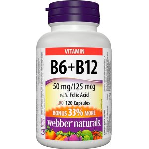 ویتامین B6 و B12 وبر نچرالز همراه با فولیک اسید 120 کپسول
