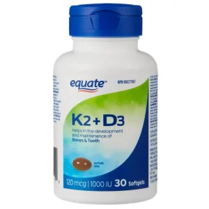 ویتامین کا و ویتامین دی اکویت 30 عدد Equate K2+D3