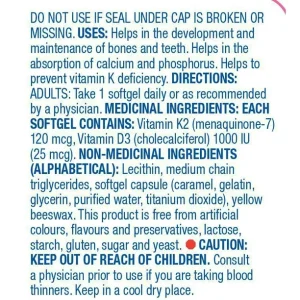 ویتامین کا و ویتامین دی اکویت 30 عدد Equate K2+D3