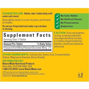 پتاسیم گلوکونات نیچرمید 550 میل 100 عدد Nature Made Potassium Gluconate