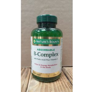 مکمل B کمپلکس نیچرز بونتی 100 عدد همراه با فولیک اسید و ویتامین C