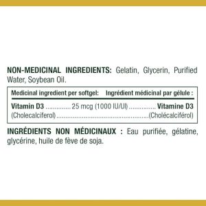 ویتامین D3 نیچرز بونتی 500 عدد 1000 واحد Nature's Bounty Vitamin D3