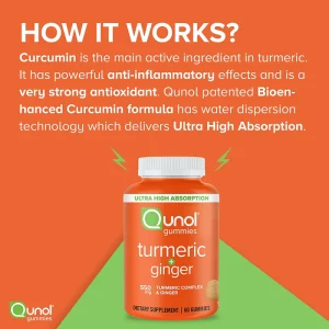 پاستیل زردچوبه زنجبیل کیونول Qunol Turmeric + Ginger