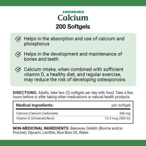 کلسیم نیچرز بونتی 1200 میلی گرم 200 عدد Nature's Bounty Calcium