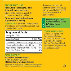قرص کلسیم منیزیم زینک ویتامین D3 نیچرمید 300 عدد برای سلامت استخوان و دندان