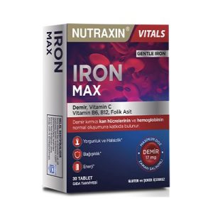مکمل آهن نوتراکسین Nutraxin Iron Max حاوی ویتامین C، B12 و B6