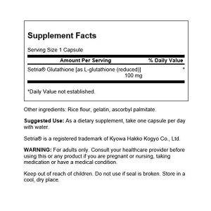 کپسول ال-گلوتاتیون سوانسون مقابله با استرس اکسیداتیو و پشتیبانی از سم‌زدایی بدن