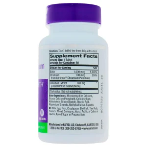 قرص دارچین بیوتن و کروم ناترول 60 عدد Natrol Cinnamon Biotin Chromium
