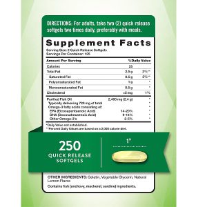 روغن ماهی نیچرز تریث 2400 میلی گرم 250 عدد Nature's Truth Fish Oil