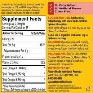 تریپل امگا نیچرمید 74 عدد Nature Made Triple Omega 3-6-9