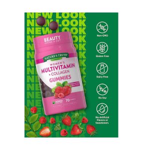 پاستیل مولتی ویتامین زنانه نیچرز تریث 70 عدد حاوی کلاژن