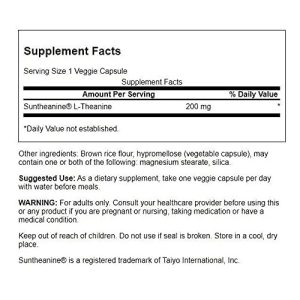 ال تیانین سوانسون 200 میلی گرم 60 عدد Swanson L-Theanine