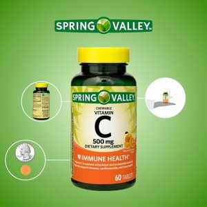 قرص ویتامین C اسپرینگ والی 500 میلی گرم 60 عدد Spring Valley Vitamin C