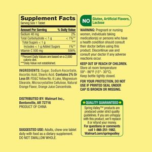 قرص ویتامین C اسپرینگ والی 500 میلی گرم 60 عدد Spring Valley Vitamin C