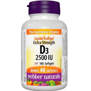 کپسول ویتامین D3 وبر نچرالز 2500 واحدی 180 عدد Webber Vitamin D3