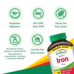 کپسول آهن جمیسون 150 عدد Jamieson High Absorption Gentle Iron