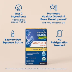 قطره ویتامین دی مامی‌ز بلیس مخصوص کودکان Mommy’s Bliss Organic Vitamin D