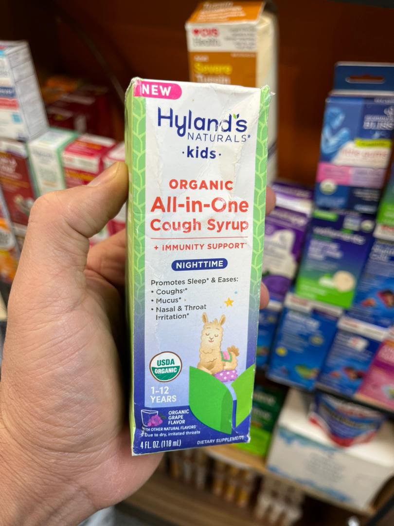شربت سرفه شبانه کودکان ارگانیک هایلندز نچرالز Hyland's Naturals Organic Kids All-in-One Cough Syrup Nighttime